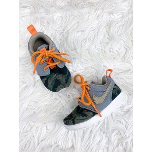Nike Rosherun Hunter Camo Print Orange Lace Sneakers Infant Size 5